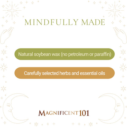 Magnificent 101 Abundance Manifestation Smudge Candle – 6 oz Soy, 35-Hour Burn