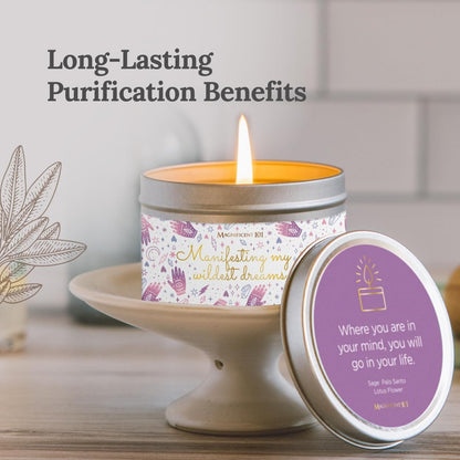 Magnificent 101 Affirmation Massage Candle – 6 oz Soy Candle with Sage & Palo Santo