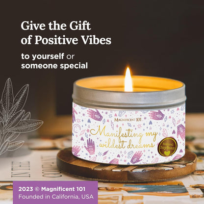 Magnificent 101 Affirmation Massage Candle – 6 oz Soy Candle with Sage & Palo Santo