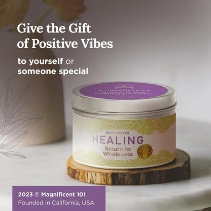 MAGNIFICENT 101 Healing & Manifestation Smudge Candle – 6 oz Red Soy Wax, 35-Hour Burn