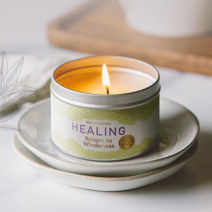 MAGNIFICENT 101 Healing & Manifestation Smudge Candle – 6 oz Red Soy Wax, 35-Hour Burn