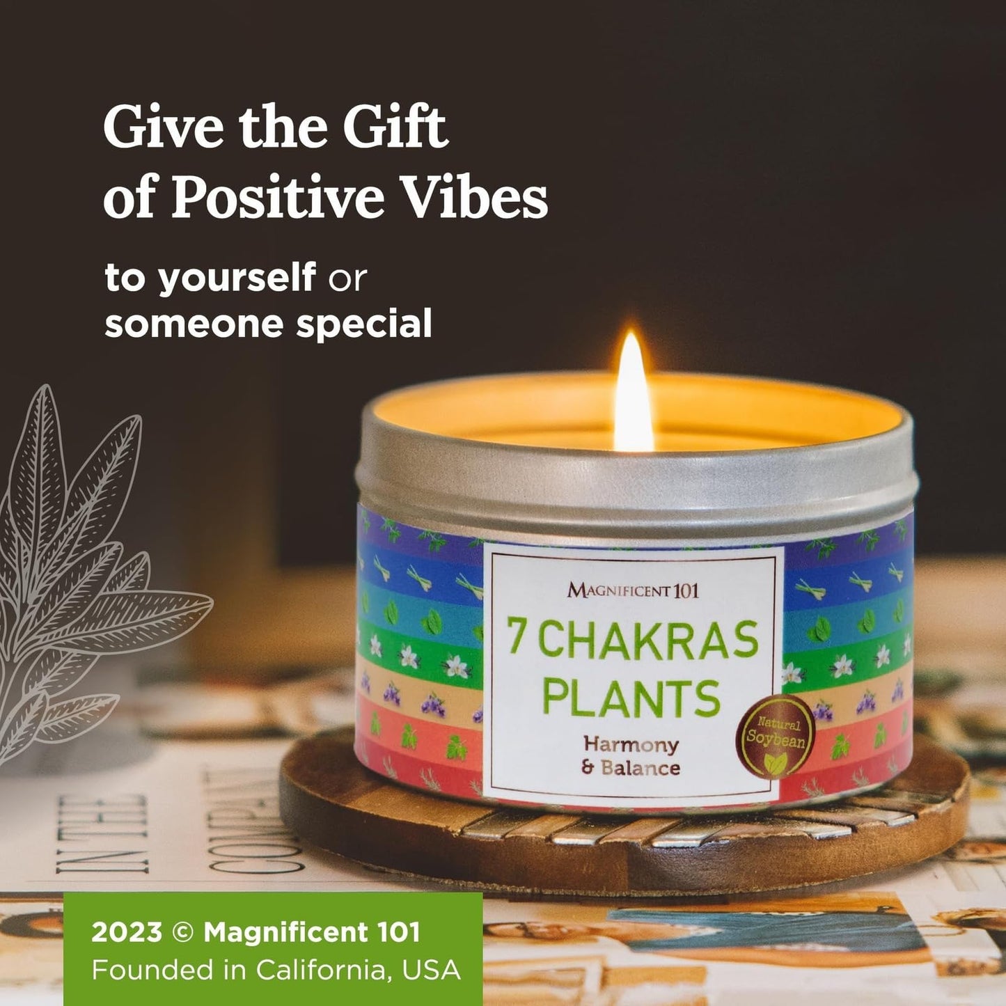Magnificent 101 Seven Chakra Smudge Candle – 6 oz Soy Wax, 35-Hour Burn