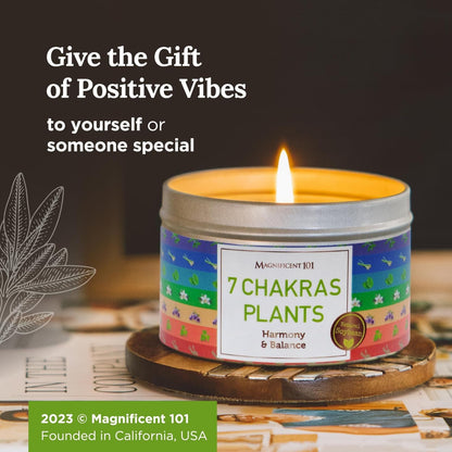 Magnificent 101 Seven Chakra Smudge Candle – 6 oz Soy Wax, 35-Hour Burn