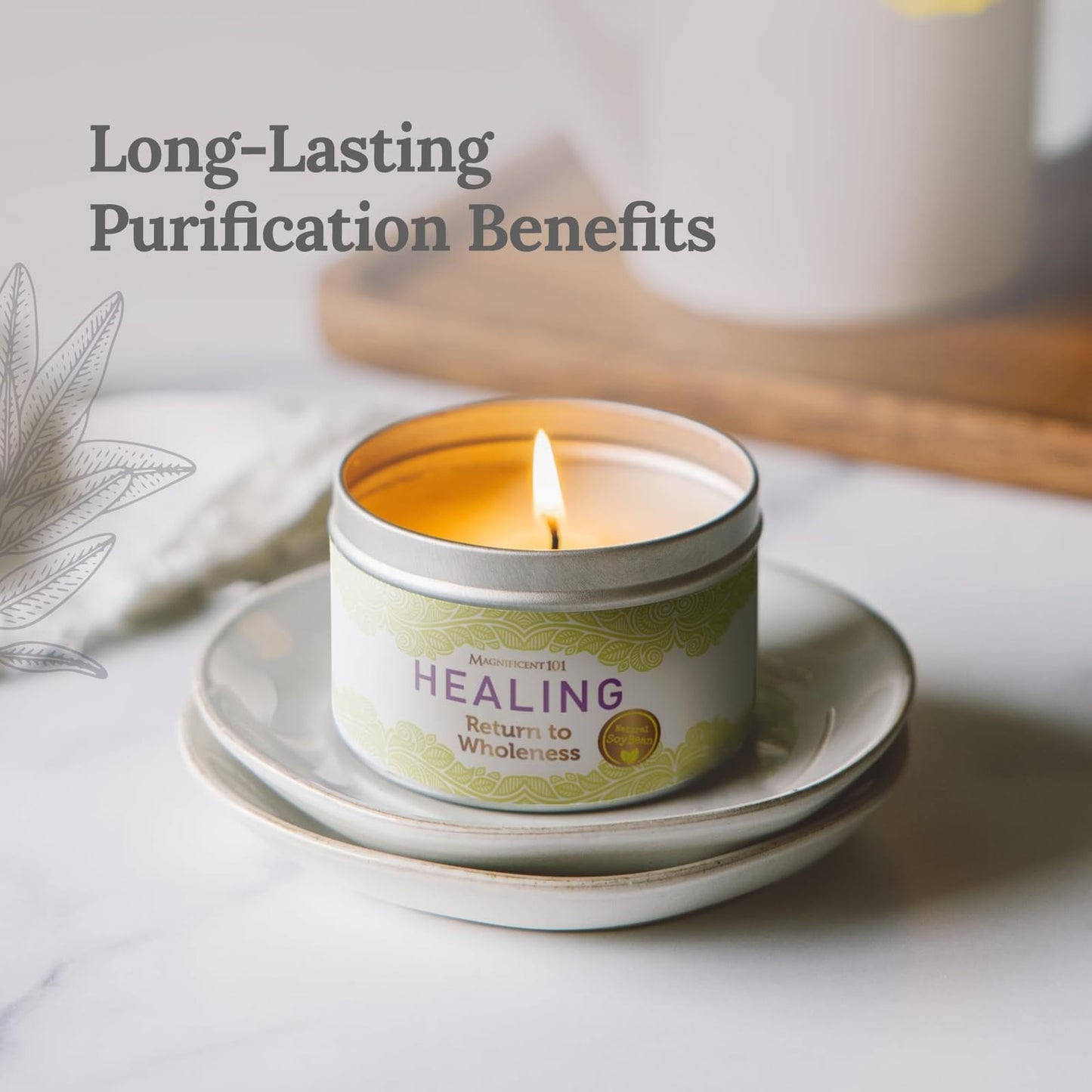MAGNIFICENT 101 Healing & Manifestation Smudge Candle – 6 oz Red Soy Wax, 35-Hour Burn
