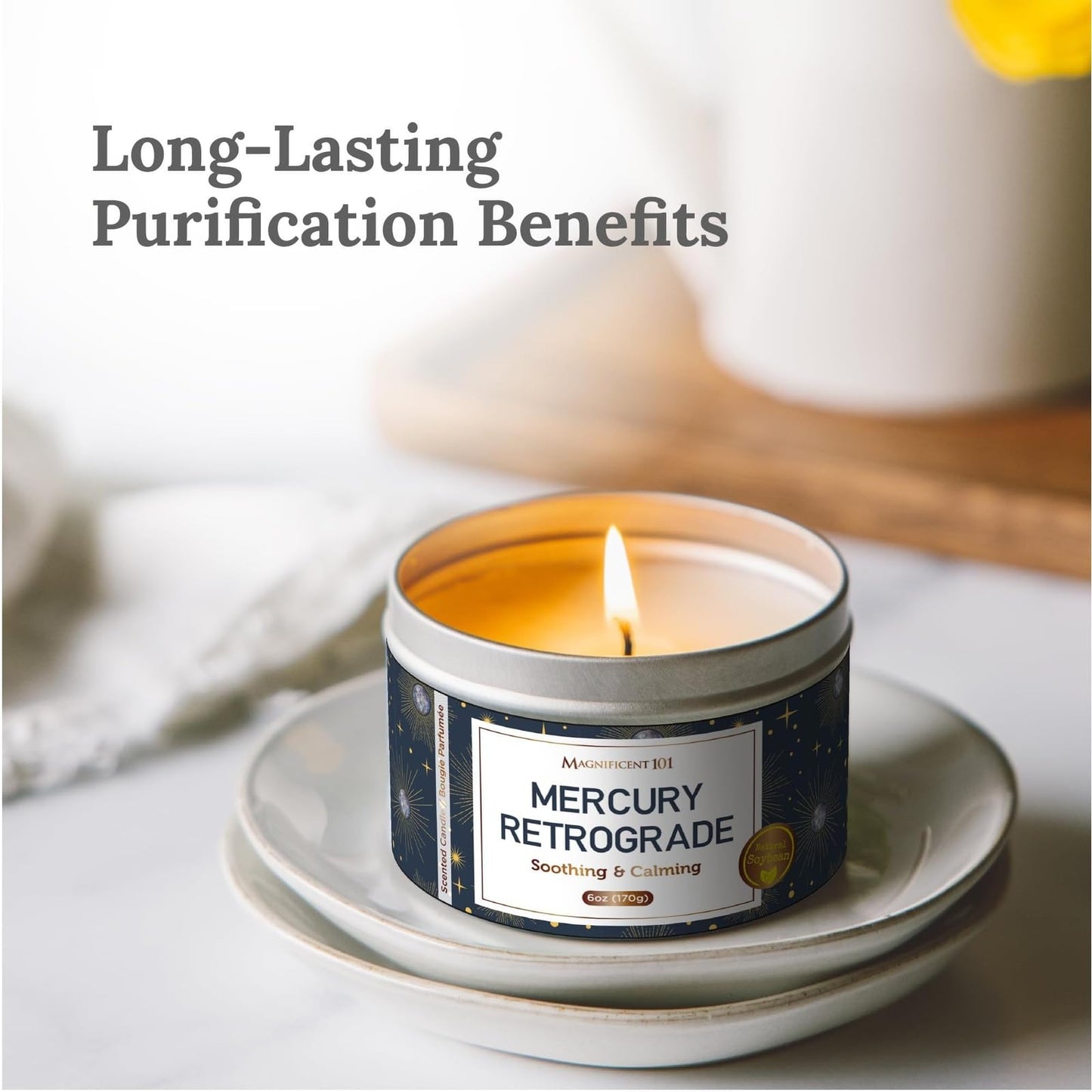 Magnificent 101 Mercury Retrograde Aromatherapy Candle – 6 oz, Natural Soy Wax Tin