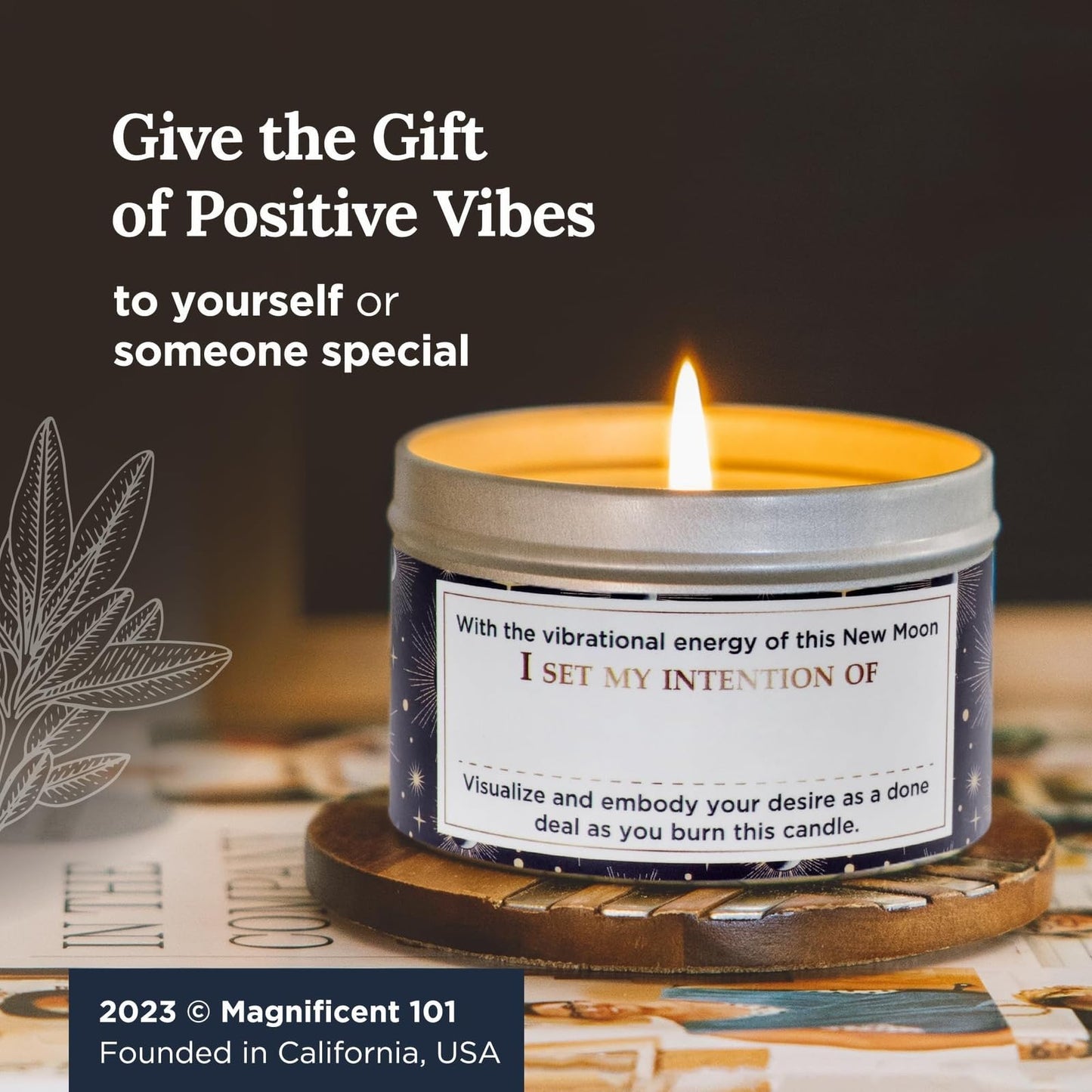 MAGNIFICENT 101 Moon Sage Aromatherapy Candle - 6 oz White Soy Wax, 35-Hour Burn for Energy Cleansing & Manifestation