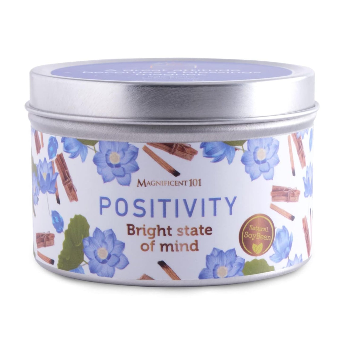 Magnificent 101 Positivity Aromatherapy Candle – 6 oz Soy Wax, Palo Santo & Sage