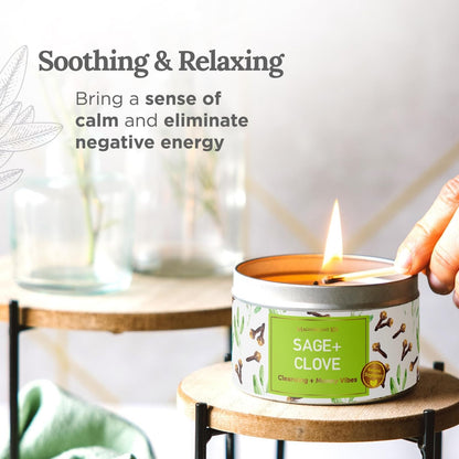 MAGNIFICENT 101 Sage & Clove Aromatherapy Candle - 6 oz Soy Wax, 35-Hour Burn Time