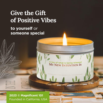 Magnificent 101 White Sage Candle – 6 oz, 35h Burn Time, Organic Soy