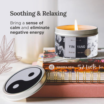 Magnificent 101 Yin Yang Smudge Candle – 6oz Soy Wax Tin, 35-Hour Burn, Orchid & Jasmine