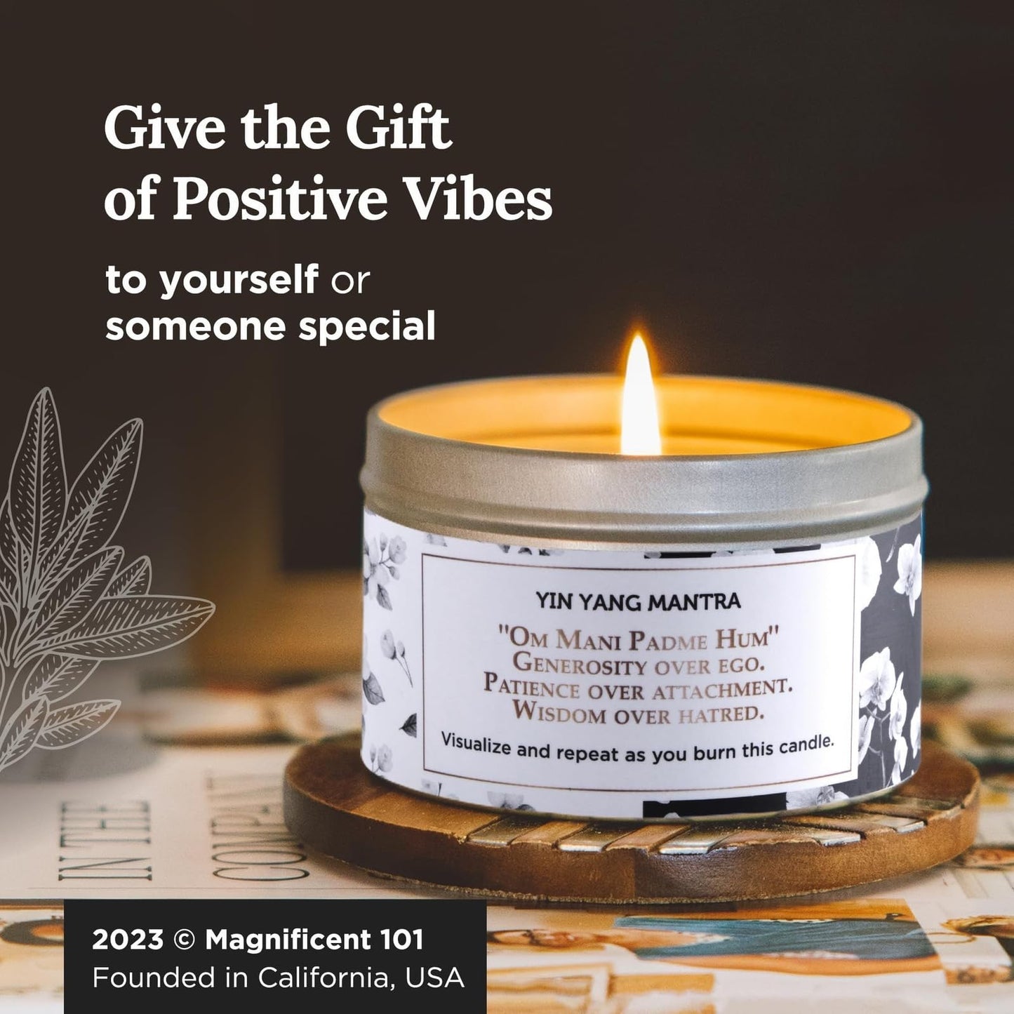 Magnificent 101 Yin Yang Smudge Candle – 6oz Soy Wax Tin, 35-Hour Burn, Orchid & Jasmine