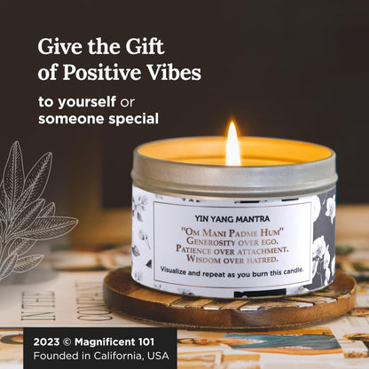 Magnificent 101 Yin Yang Smudge Candle – 6oz Soy Wax Tin, 35-Hour Burn, Orchid & Jasmine