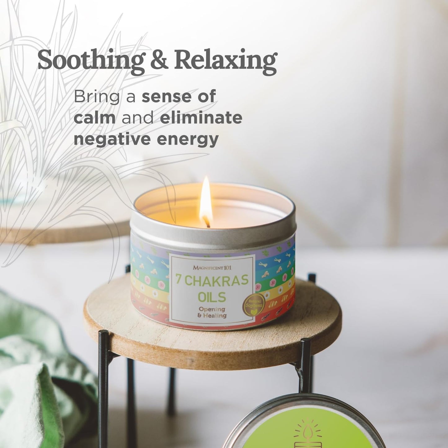 Magnificent 101 7 Chakra Energy Cleansing Aromatherapy Tin Candle - 6oz Orange Soy Wax | Meditation & Manifestation