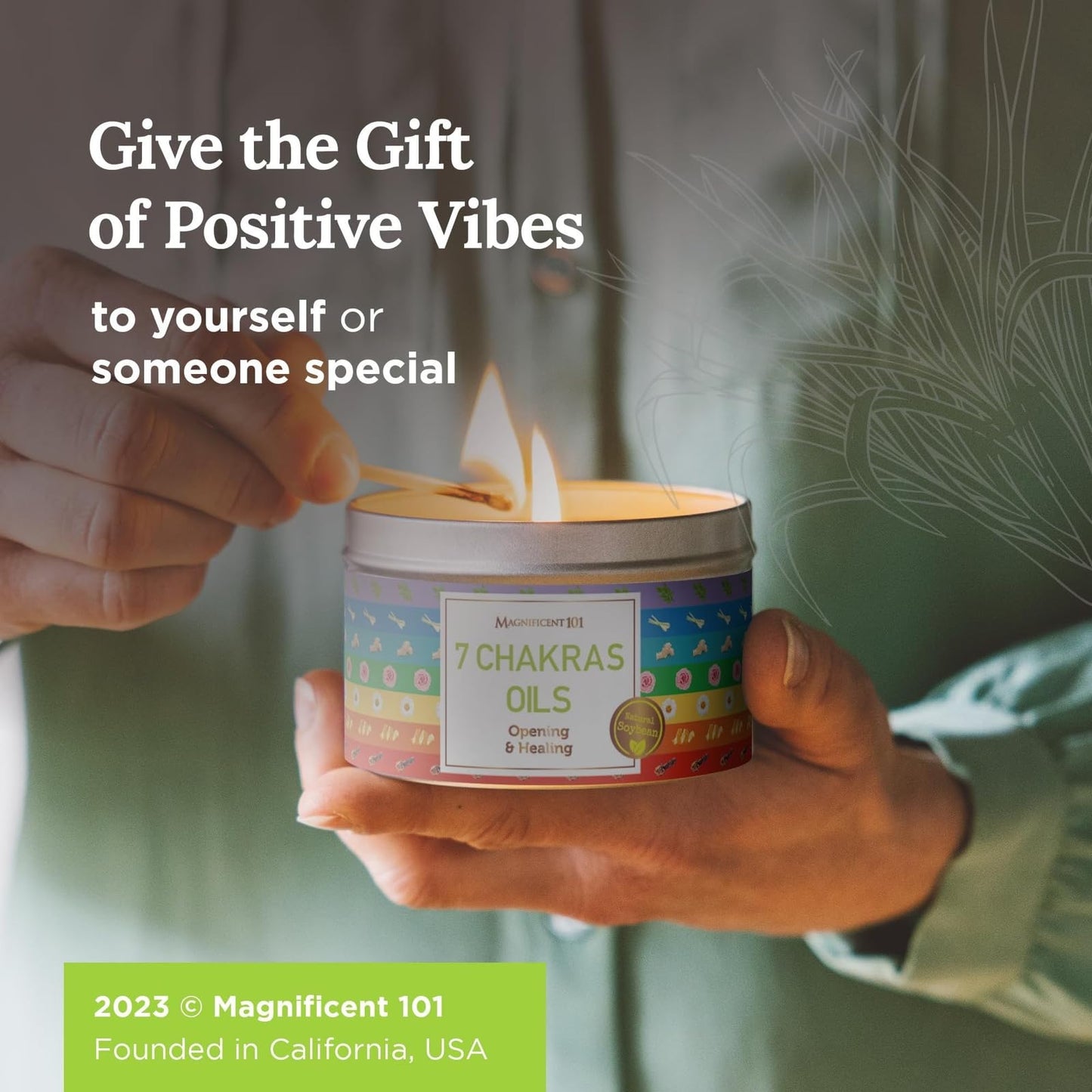 Magnificent 101 7 Chakra Energy Cleansing Aromatherapy Tin Candle - 6oz Orange Soy Wax | Meditation & Manifestation