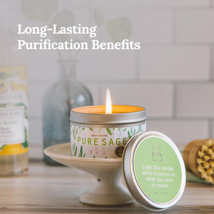 Magnificent 101 Pure Sage Smudge Candle – 6 oz, 35-Hour Burn, Natural