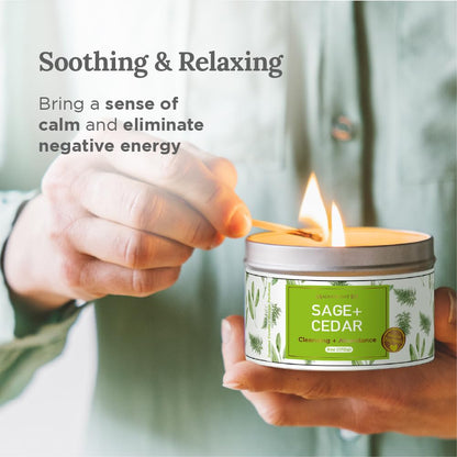 Magnificent 101 Sage + Cedar Smudge Candle - 6oz Soy, 35h Burn