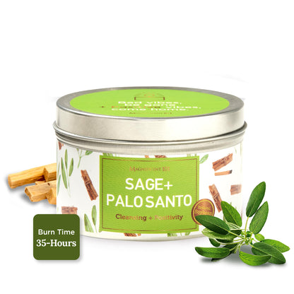 Magnificent 101 Sage & Palo Santo Aromatherapy Candle – 6oz Soy Wax – 35-Hour Burn
