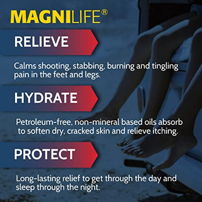 MagniLife Pain Relief Foot Spray - 3 oz | Cooling, Non-Alcohol Formula for Dry, Cracked Heels