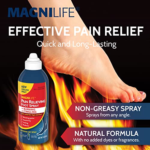 MagniLife Pain Relief Foot Spray - 3 oz | Cooling, Non-Alcohol Formula for Dry, Cracked Heels