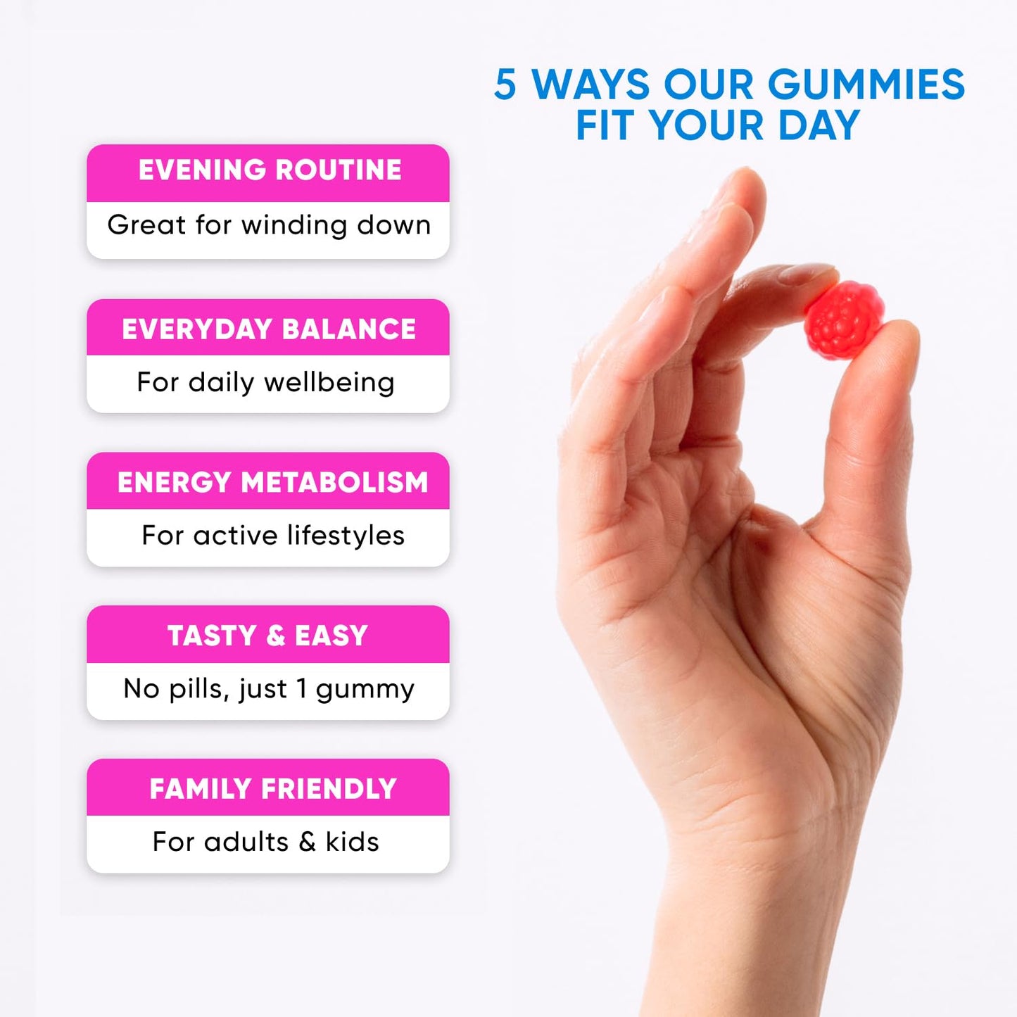 Magnesium Glycinate Gummies 400mg – Sugar Free, Vegan, Raspberry (60-Day Supply)