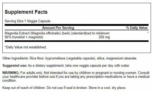 Swanson Magnolia Bark 200mg - Nervous System & Digestive Support | Respiratory & Stress Support (30 Veggie Capsules) - 3 Pack