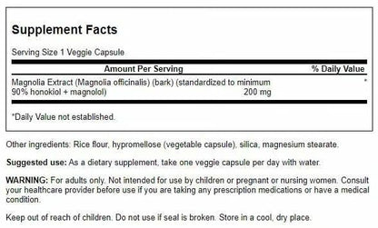 Swanson Magnolia Bark 200mg - Nervous System & Digestive Support | Respiratory & Stress Support (30 Veggie Capsules) - 3 Pack