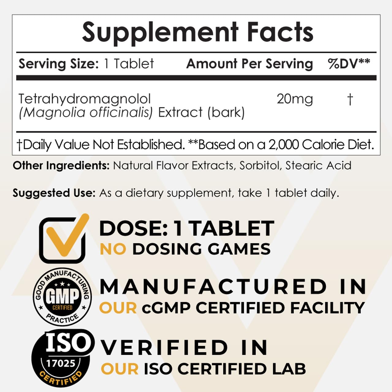 Nootropics Depot Tetrahydromagnolol 20mg Quick-Dissolve Tablets | Magnolia Bark | 60 Count