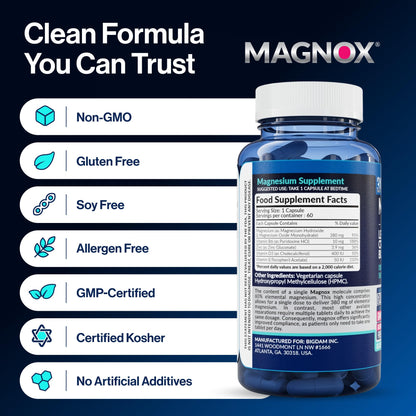 MAGNOX Leg Cramps Buster – 380mg Magnesium for Night-time Leg Cramps (60 Caps)