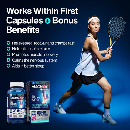 MAGNOX Leg Cramps Buster – 380mg Magnesium for Night-time Leg Cramps (60 Caps)