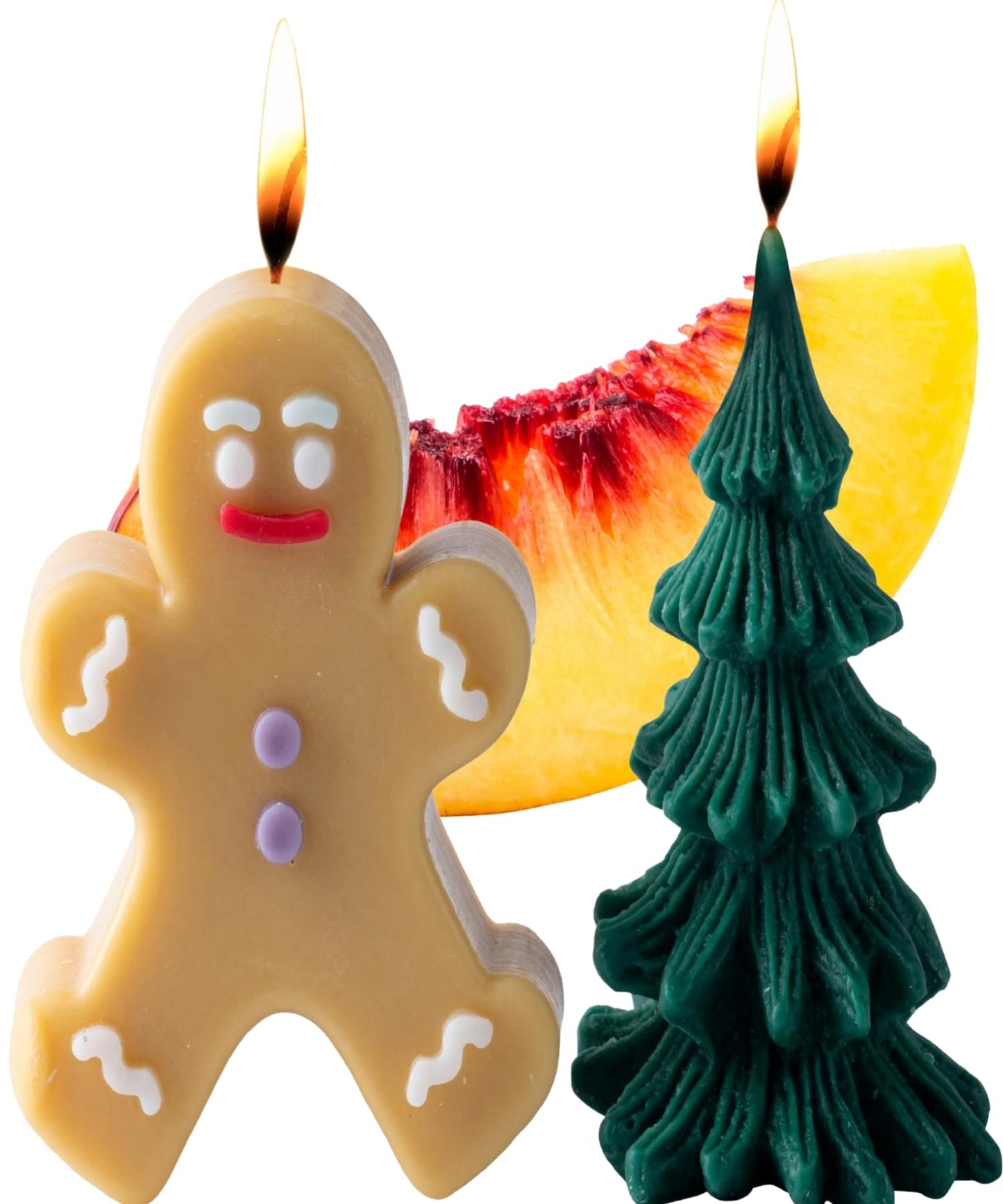 MAGOKORO Christmas Candle Set of 2 – Gingerbread Man & Christmas Tree Soy Candles, 3.5 oz Each