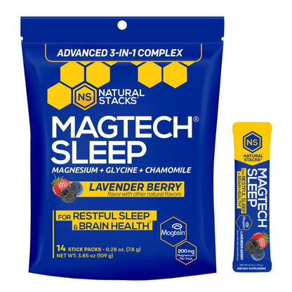 MagTech Magnesium Sleep Powder - Melatonin-Free Sleep Aid (14 Servings) | Magtein L-Threonate, Glycinate & Taurate