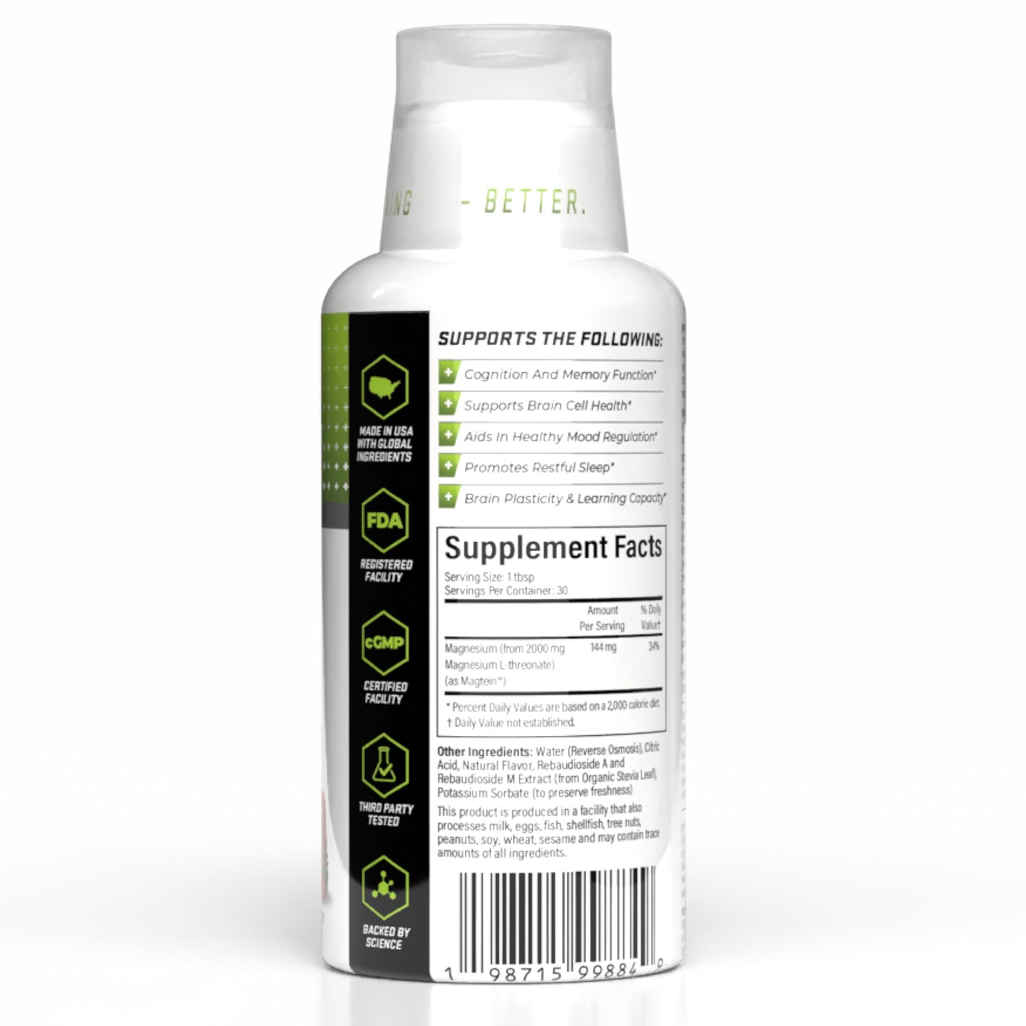 Magtein L-Threonate Liquid – 2000mg per Serving – Brain Health, Mood & Sleep | Epoch Nutrition