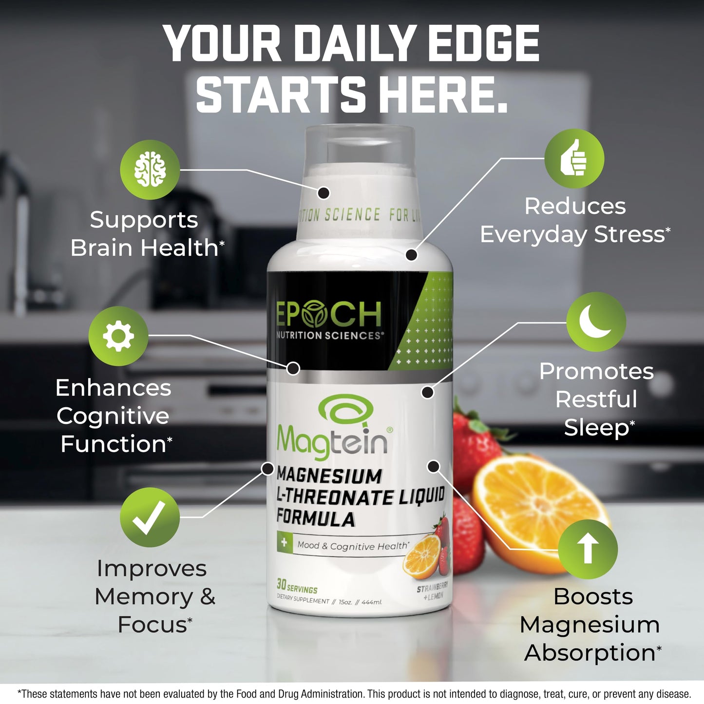 Magtein L-Threonate Liquid – 2000mg per Serving – Brain Health, Mood & Sleep | Epoch Nutrition