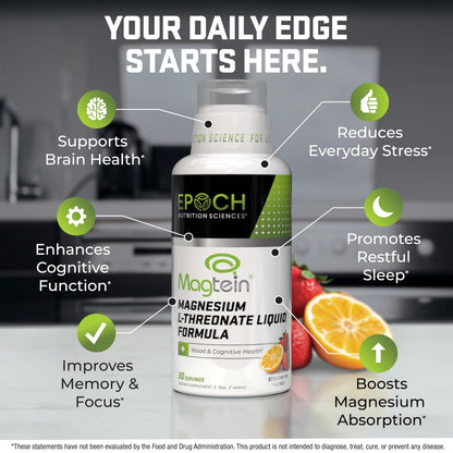 Magtein L-Threonate Liquid – 2000mg per Serving – Brain Health, Mood & Sleep | Epoch Nutrition