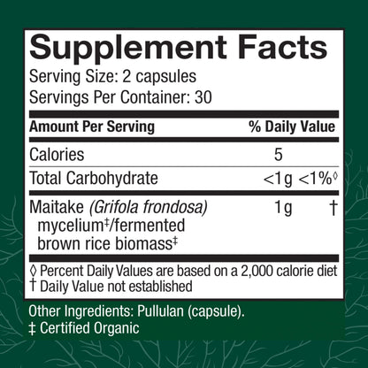 Host Defense Maitake Capsules – Immune & Cellular Health (60 Capsules, 30 Servings)