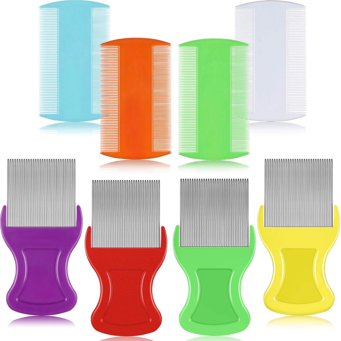 Maitys 8-Piece Flea Lice Comb Set — Double-Sided Grooming for Pets and Humans