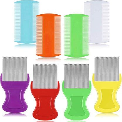 Maitys 8-Piece Flea Lice Comb Set — Double-Sided Grooming for Pets and Humans