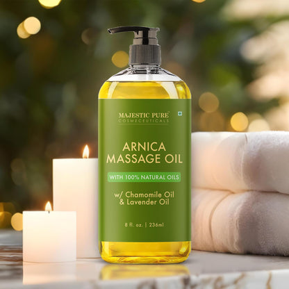 Majestic Pure Arnica Massage Oil – Lavender & Chamomile | All Skin Types | 8 fl oz