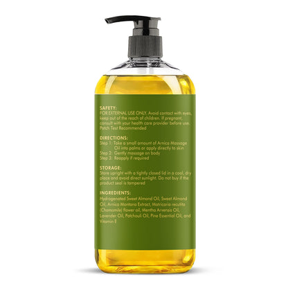 Majestic Pure Arnica Massage Oil – Lavender & Chamomile | All Skin Types | 8 fl oz