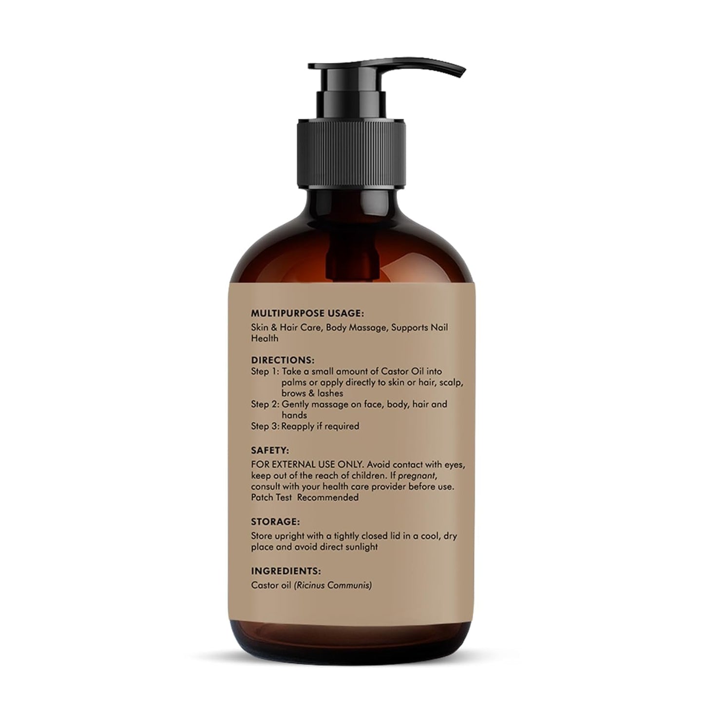 Majestic Pure Castor Oil - Glass Bottle, 8 fl oz | 100% Pure & Natural, Cold-Pressed, Hexane Free, For Hair, Eyelashes, Eyebrows, Nails