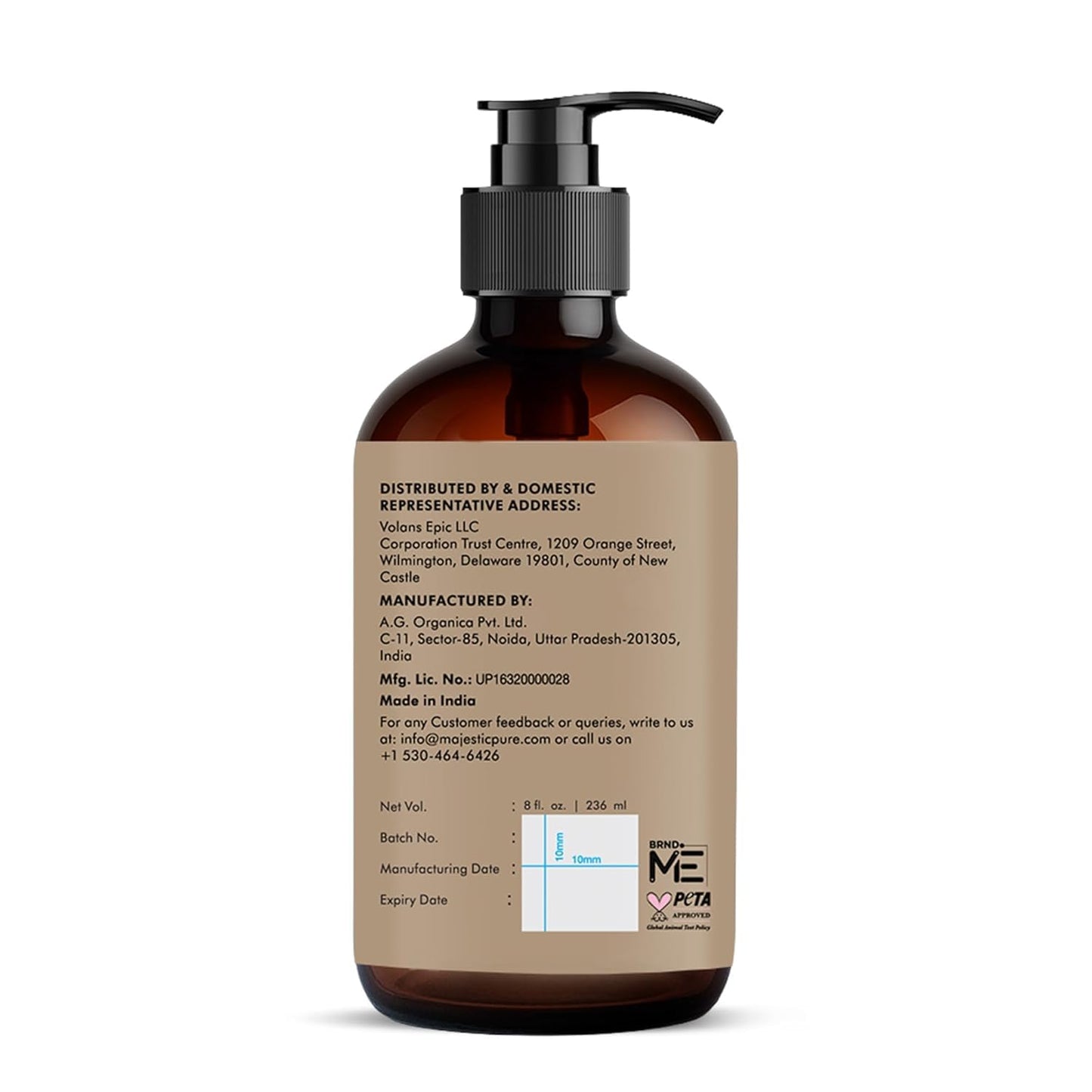 Majestic Pure Castor Oil - Glass Bottle, 8 fl oz | 100% Pure & Natural, Cold-Pressed, Hexane Free, For Hair, Eyelashes, Eyebrows, Nails