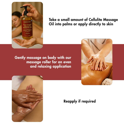 Majestic Pure Cellulite Massage Oil with Roller – Massage Therapy, Natural & Hydrating (8 oz)