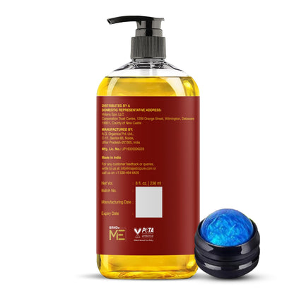 Majestic Pure Cellulite Massage Oil with Roller – Massage Therapy, Natural & Hydrating (8 oz)