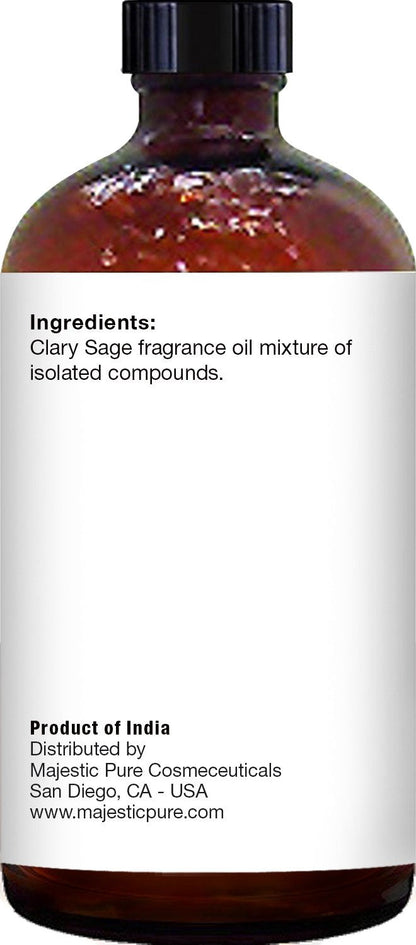 Majestic Pure Clary Sage Essential Oil – 4 oz Glass Bottle with Dropper, 100% Pure & Natural
