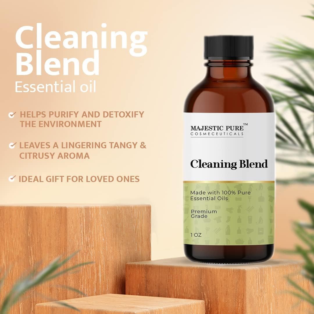 Majestic Pure Cleaning Essential Oil Blend | 100% Pure & Natural 1oz | Lemon, Orange, Peppermint & Citronella