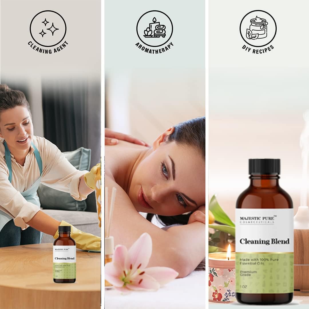 Majestic Pure Cleaning Essential Oil Blend | 100% Pure & Natural 1oz | Lemon, Orange, Peppermint & Citronella