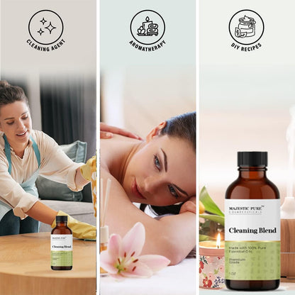 Majestic Pure Cleaning Essential Oil Blend | 100% Pure & Natural 1oz | Lemon, Orange, Peppermint & Citronella