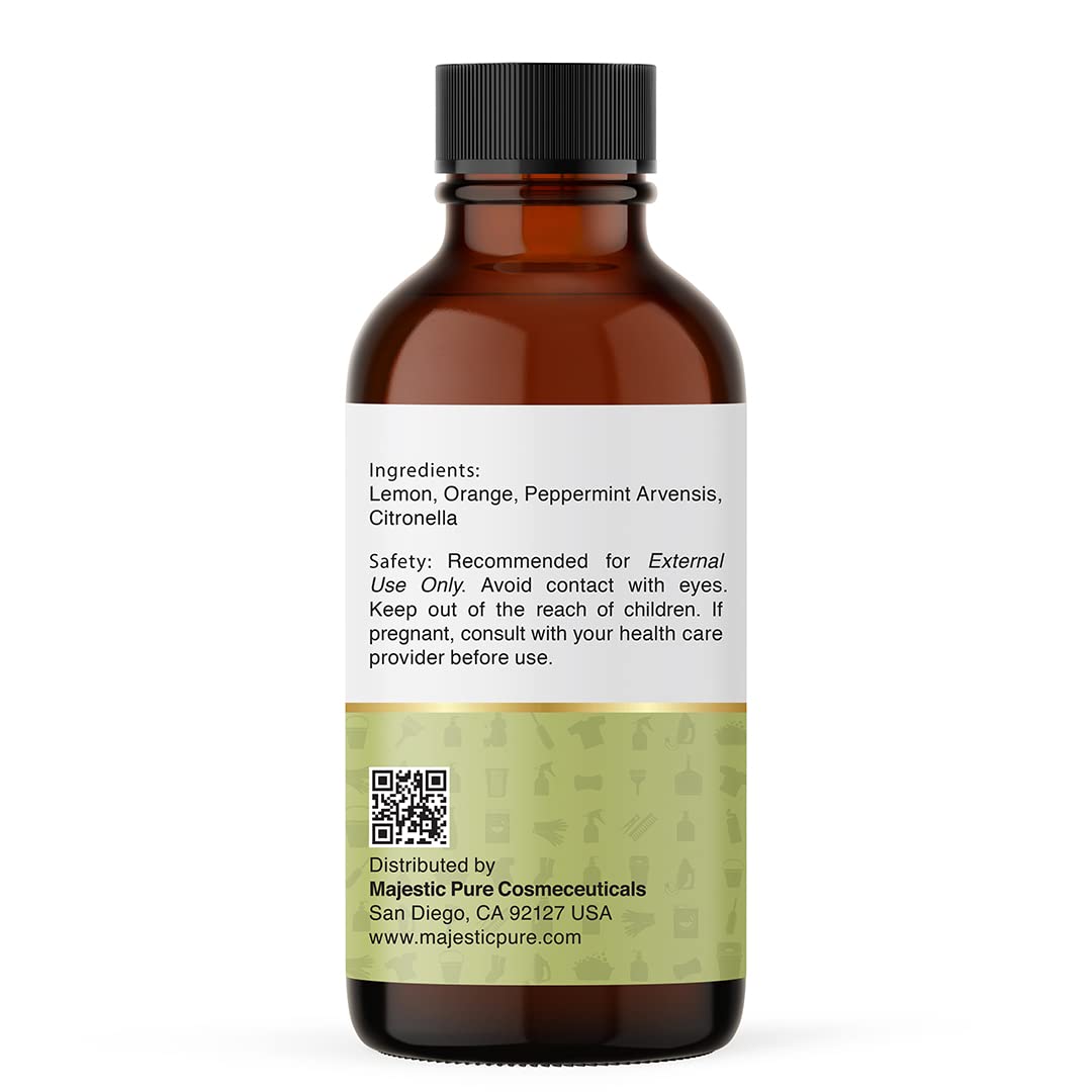 Majestic Pure Cleaning Essential Oil Blend | 100% Pure & Natural 1oz | Lemon, Orange, Peppermint & Citronella