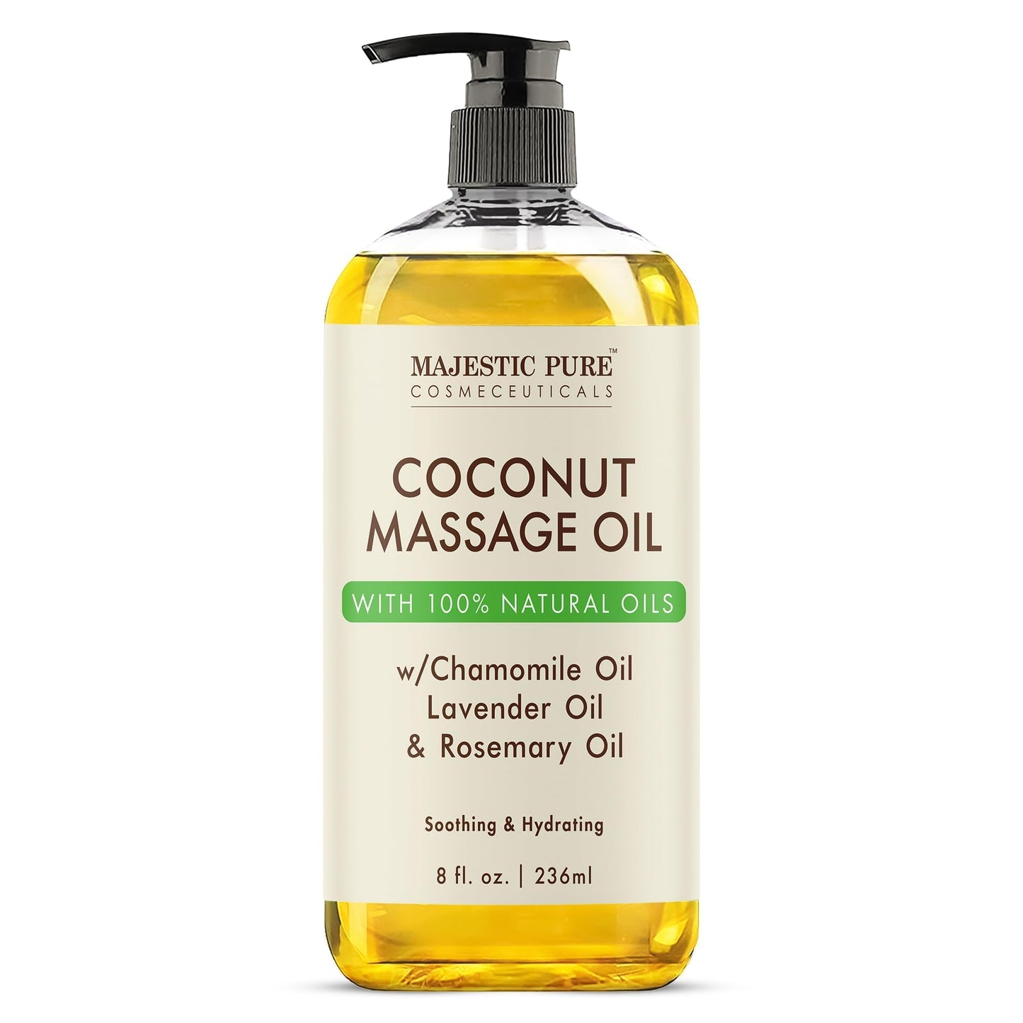 MAJESTIC PURE Coconut Massage Oil – Massage Therapy Oil for All Skin Types (8 fl oz)