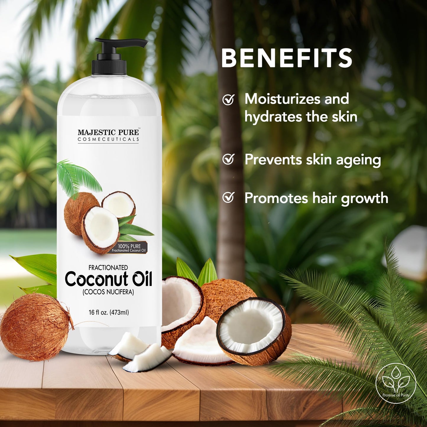 Majestic Pure Fractionated Coconut Oil – 16 oz Carrier Oil